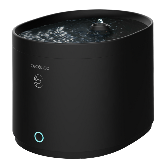 Fântână de apă pentru animale Cecotec Pumba 2500 Refresh Smart, 2,5 l, control Wi-Fi, neagră