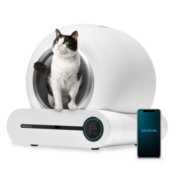Litieră automată Cecotec Pumba 8500 CleanKitty Smart, 65 l, recipient deșeuri 9 l, control Wi-Fi