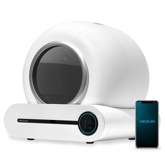 Litieră automată Cecotec Pumba 8500 CleanKitty Smart, 65 l, recipient deșeuri 9 l, control Wi-Fi