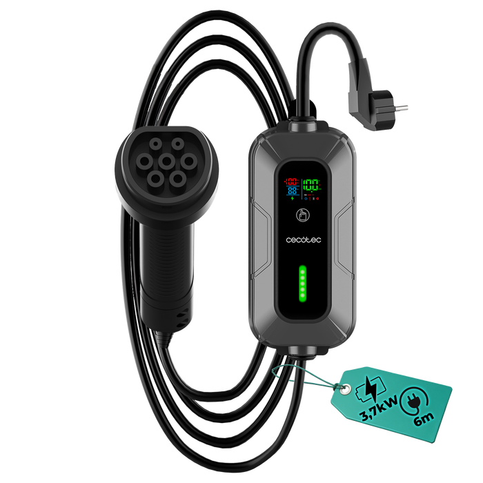 Încărcător portabil pentru vehicule electrice Cecotec PIT&GO 3,7 kW, 16 A, cablu 6 m, Type 2
