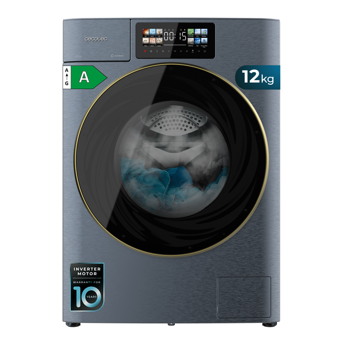Mașină de spălat rufe cu dozare automată Cecotec Bolero DressCode 12950 Autodose Direct Drive 3D Titanium, 12 kg, 1400 rpm, clasa A