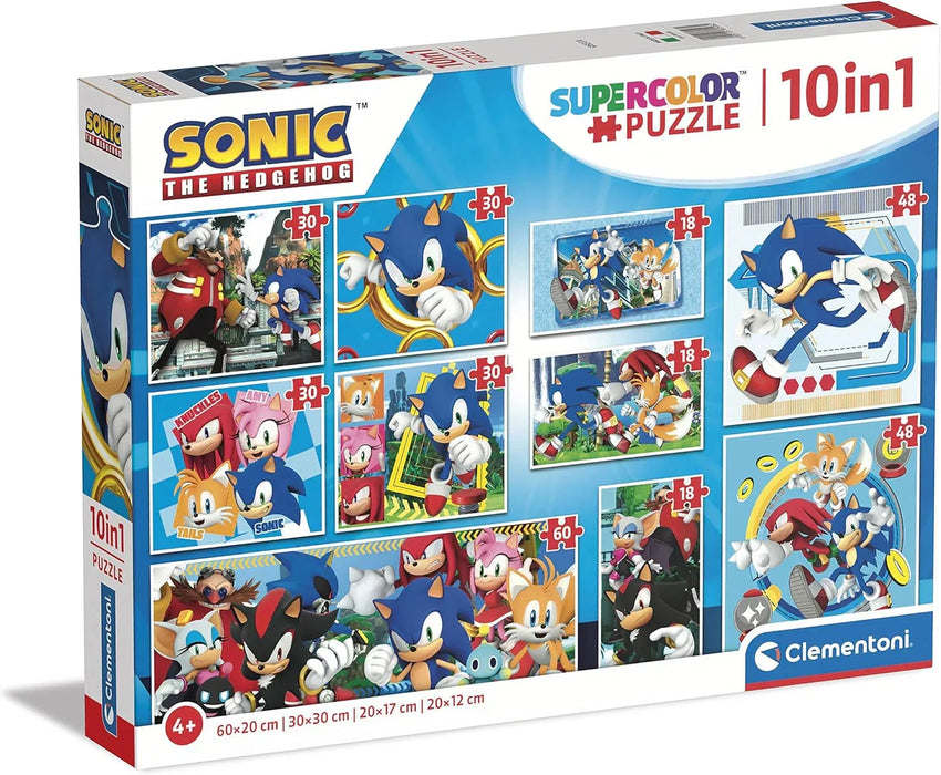 Puzzle Clementoni Sonic the Hedgehog, 10 în 1, 18–60 piese, 4+ ani
