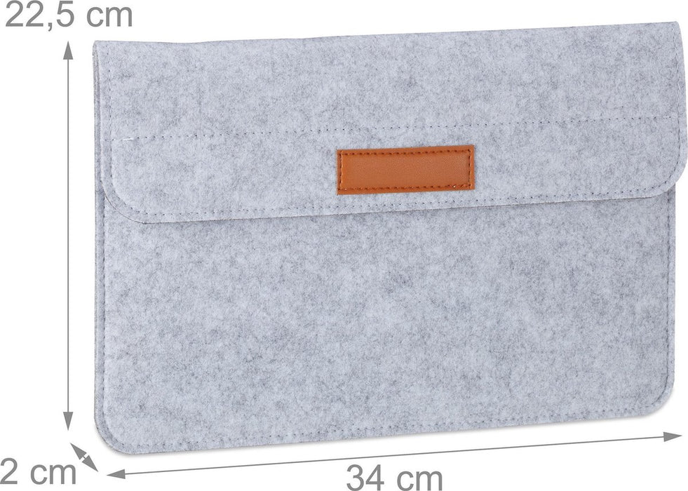 Husă laptop Relaxdays din fetru, 11 inch, gri, cu 4 compartimente și închidere magnetică, slim și elegantă
