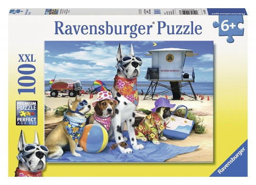 Puzzle Ravensburger, 100 Dogs On The Beach, 100 piese XXL, 6+ ani