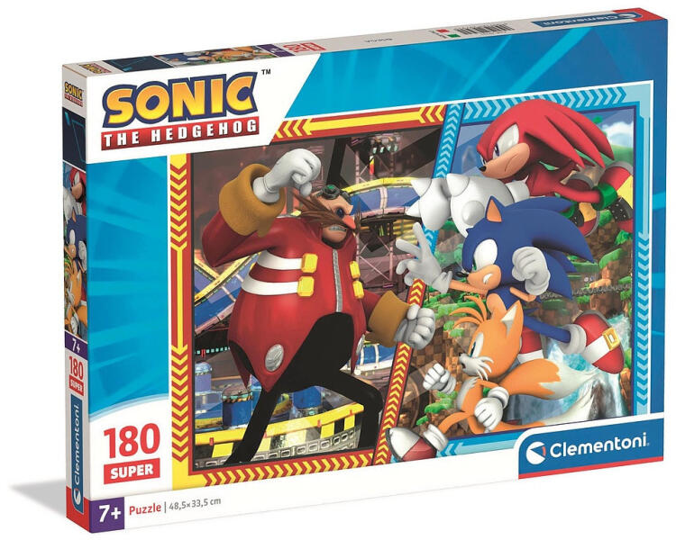 Puzzle Clementoni Sonic the Hedgehog, 180 piese, 7+ ani, 48,5 × 33,5 cm