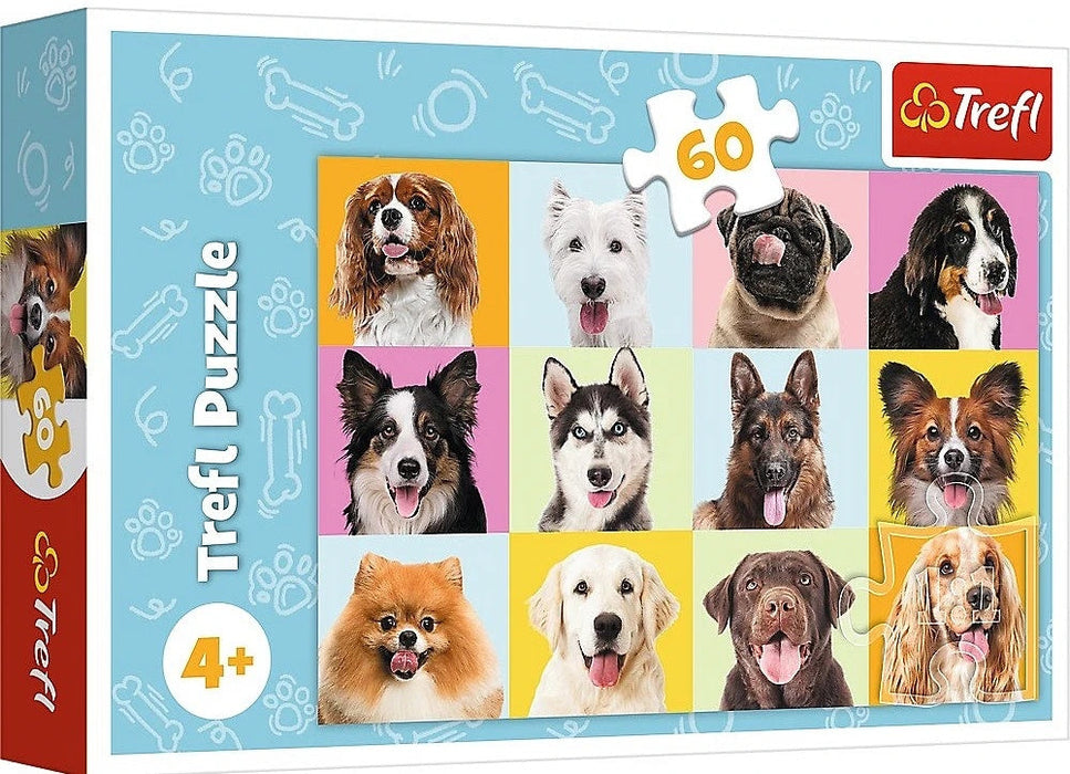 Puzzle Trefl, Cățeluși drăgălași, 60 de piese, 4+ ani