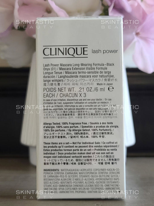 Set mascara Clinique Lash Power Extension, alungire, nuanța 01 Onix negru, 3 x 6 ml