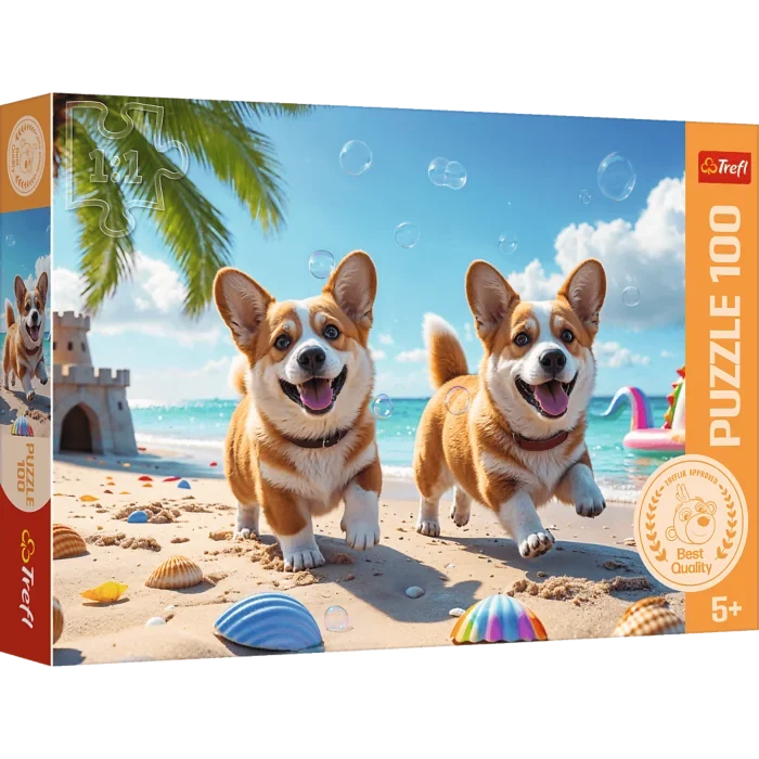 Puzzle Trefl, Cățelușii Corgi, 100 de piese, 5+ ani