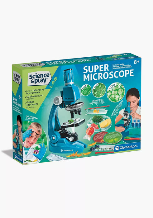 Microscop Clementoni Science & Play, Super Microscope, mărire 1200x, 50 de experimente, 8+ ani