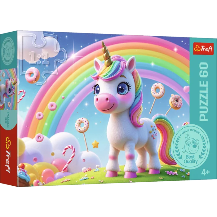 Puzzle Trefl, Unicorn curcubeu, 60 piese, 4+ ani