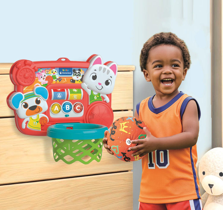 Set de baschet interactiv Clementoni Baby, panou cu coș și minge