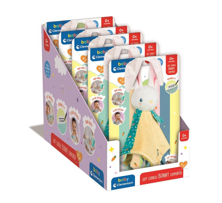 Jucărie de alint Clementoni Baby, Iepuraș, 0+ luni, cu jucărie de dentiție
