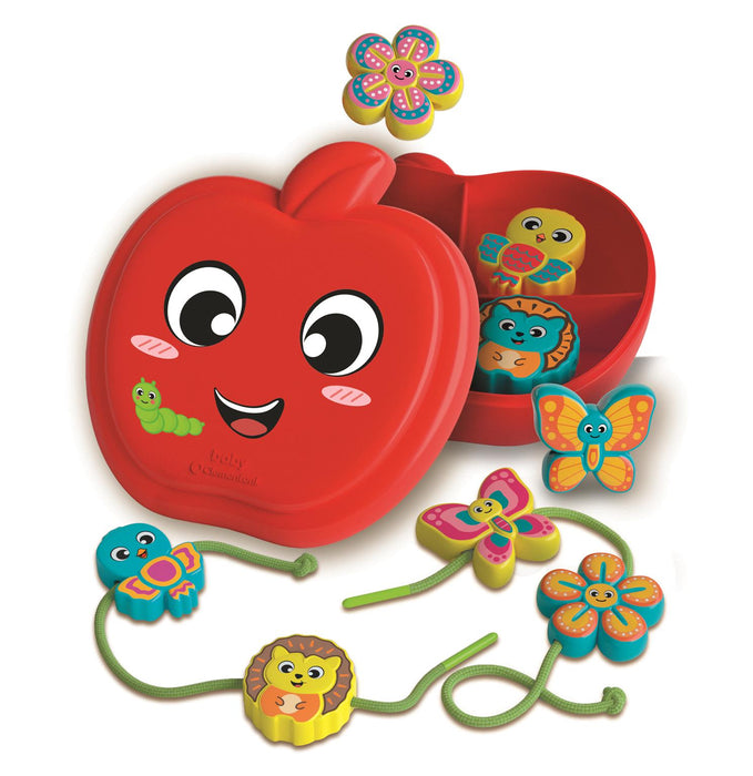 Jucărie de înșirat Clementoni Baby Montessori Happy Apple & Friends, 8 personaje, 18+ luni