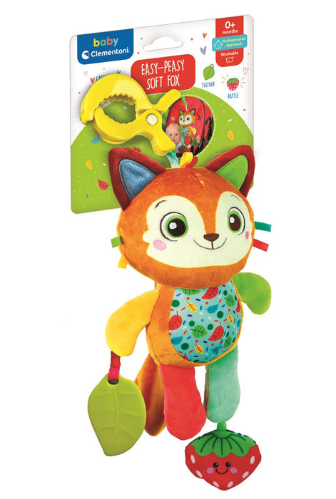Jucărie de pluș Clementoni Baby Easy-Peasy Soft Fox, vulpe cu agățătoare, 0+ luni