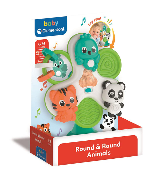 Jucărie interactivă Clementoni Baby Round & Round Animals, carusel cu animale, sunete și muzică, 6-36 luni