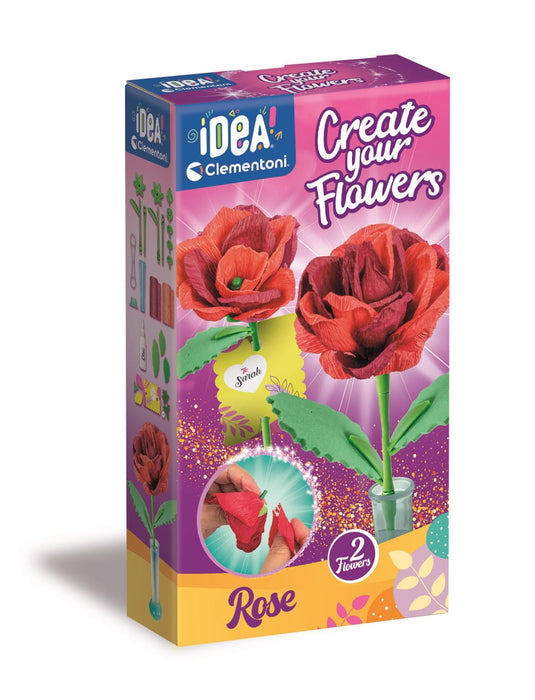 Set creativ Clementoni Idea Create Your Flowers, Trandafir, 2 flori