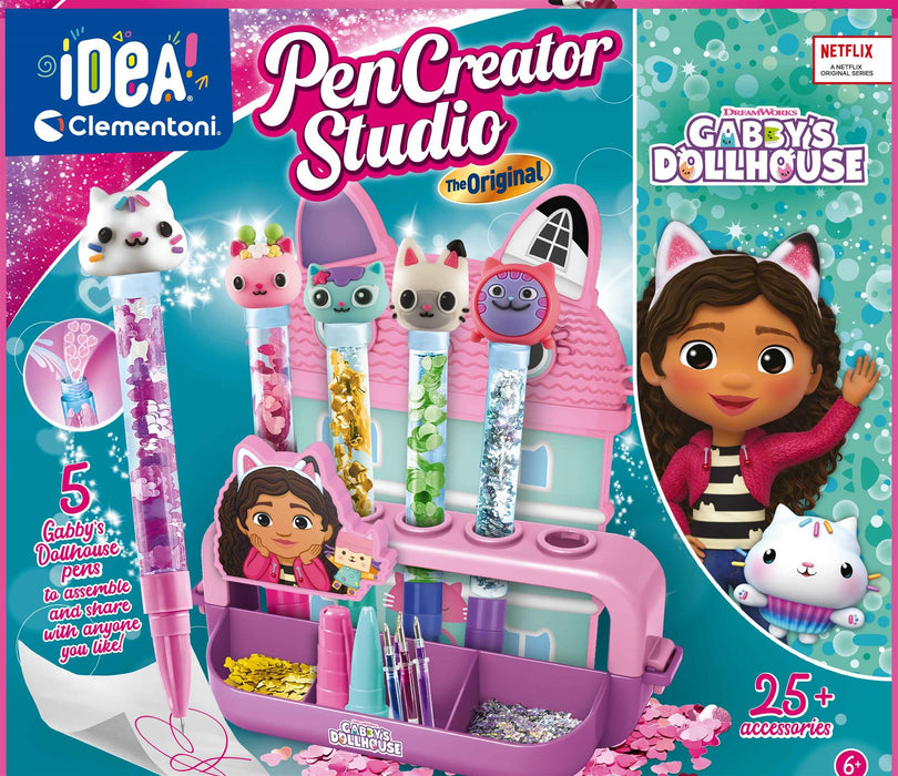 Set de creație Clementoni Idea Gabby's Dollhouse Pen Creator Studio, 5 pixuri, peste 25 de accesorii, 6+ ani
