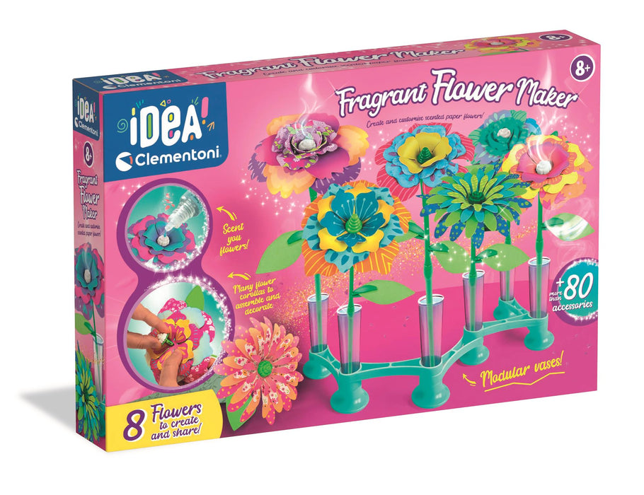 Set creativ Clementoni Idea, Create Your Flowers – Laborator de creare flori parfumate, 8 flori, peste 80 de accesorii, 8+ ani