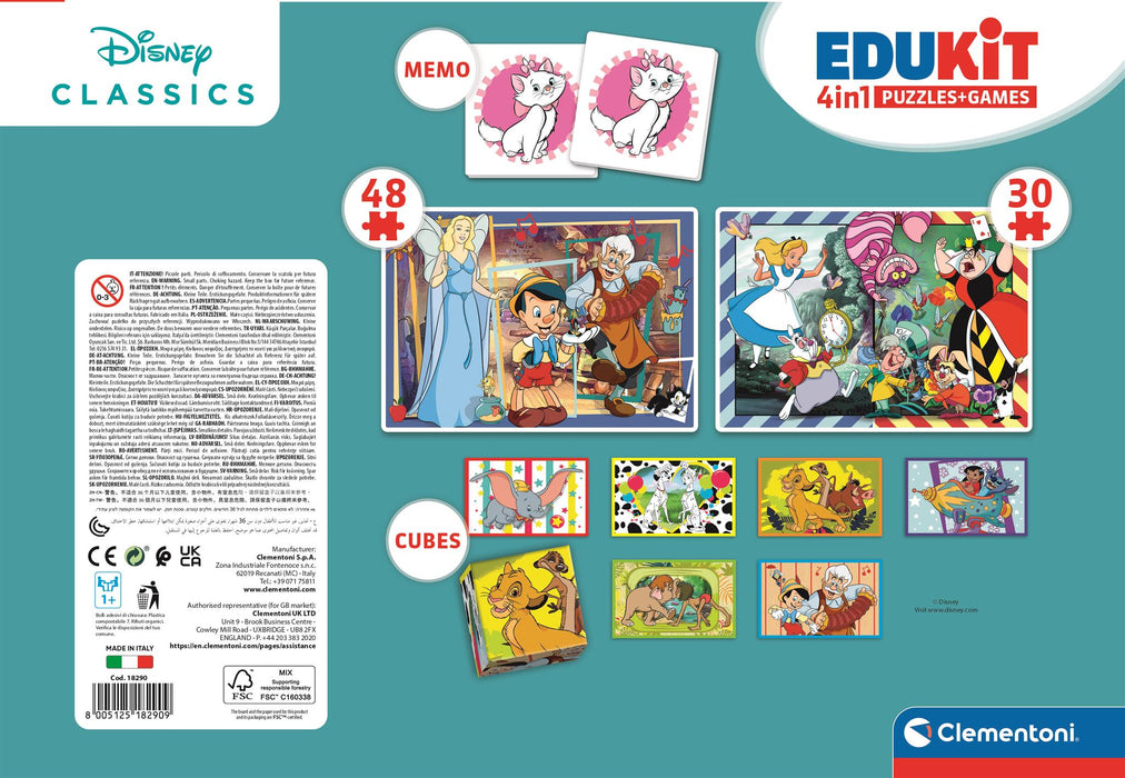 Set educativ Clementoni Edukit Disney Classics, 4 în 1, 30 și 48 piese, 3+ ani