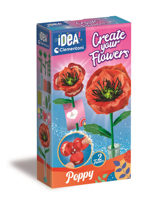 Set de creație Clementoni Idea, Create Your Flowers Poppy, 2 flori