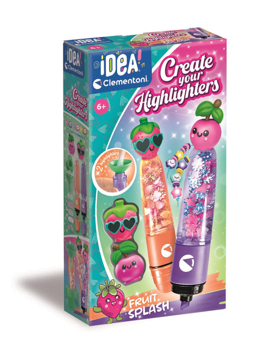 Set creativ Clementoni Idea Create Your Highlighters Fruit Splash, 2 markere, 6+ ani