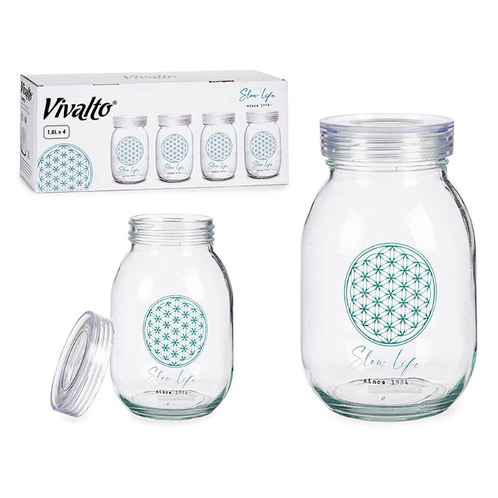 Staniu Slow Life Transparent Sticlă (1800 ml) (4 Unități)