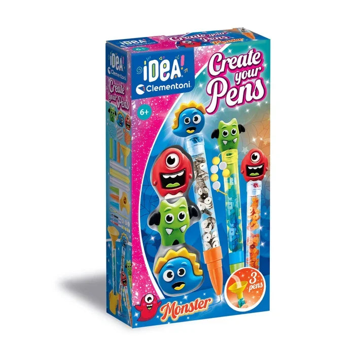 Set creativ Clementoni Idea Create Your Pens Monster, 3 pixuri, 6+ ani