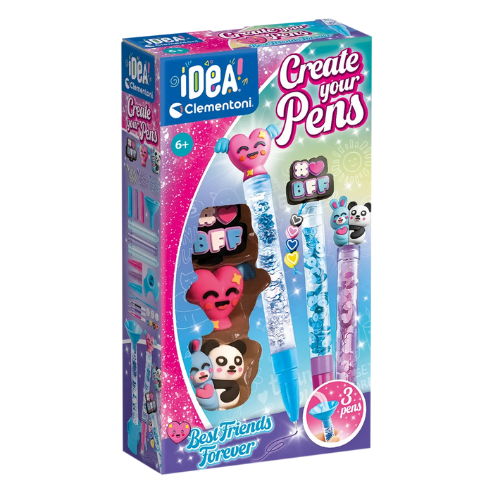 Set creativ Clementoni Idea Create Your Pens BFF, 3 stilouri, 6+ ani