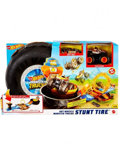 Set de joacă Mattel Hot Wheels Monster Trucks Stunt Tire, cu 2 mașinuțe, 4–8 ani