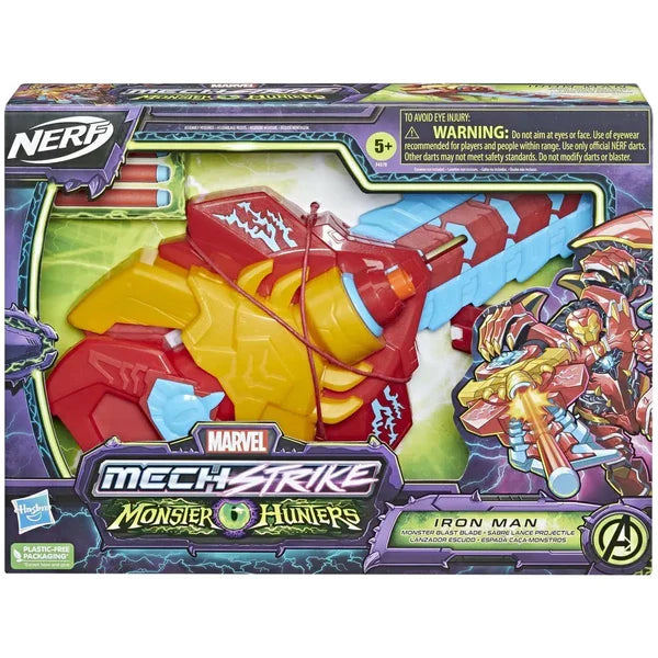 Lansator de săgeți Hasbro Nerf Marvel Mech Strike Monster Hunters Iron Man, 5+ ani