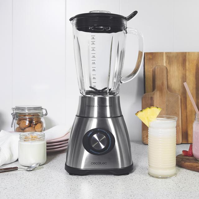 Blender cu cană Cecotec Power Black Titanium 2500MAX, 2500 W, 5 trepte, inox