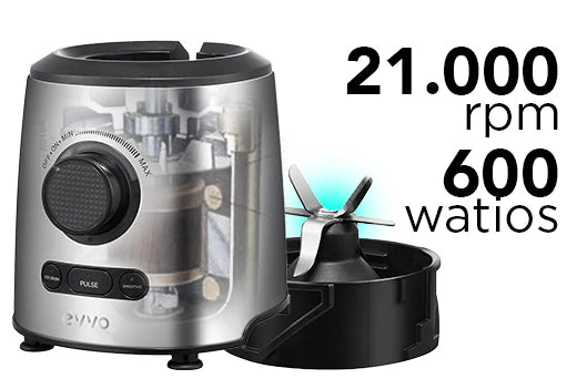 Blender de masă Cecotec EVVO Tasty Cyclon, 1,5 l, 600 W, 21.000 rpm, 3 funcții