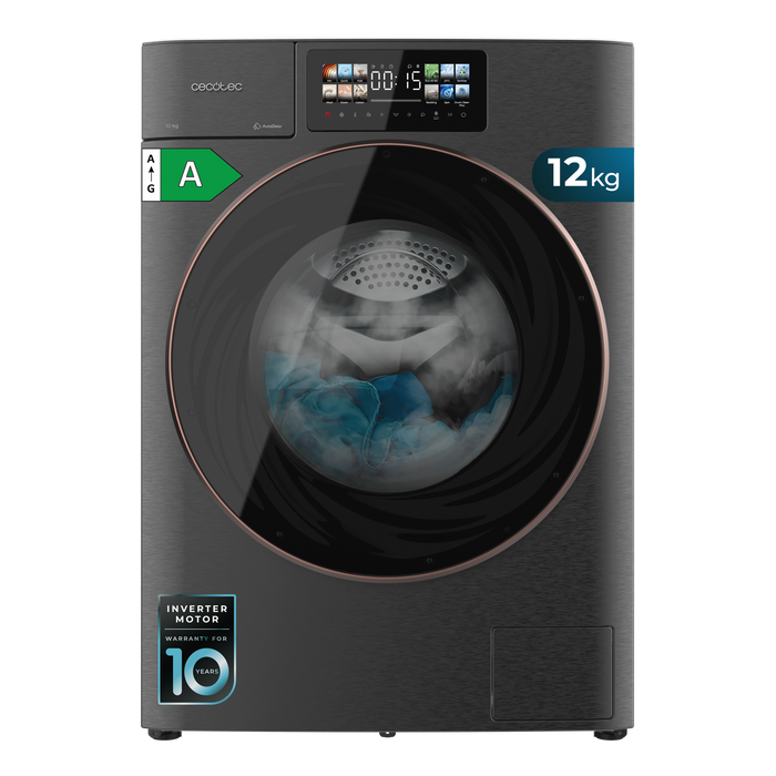 Mașină de spălat rufe Cecotec Bolero DressCode 12950 Autodose Direct Drive 3D Steel, 12 kg, 1400 rpm, clasa A