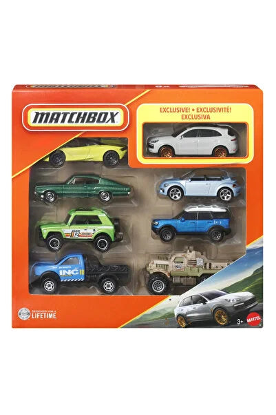 Set de 8 mașinuțe Mattel Matchbox, Porsche Cayenne Turbo exclusiv, 3+ ani
