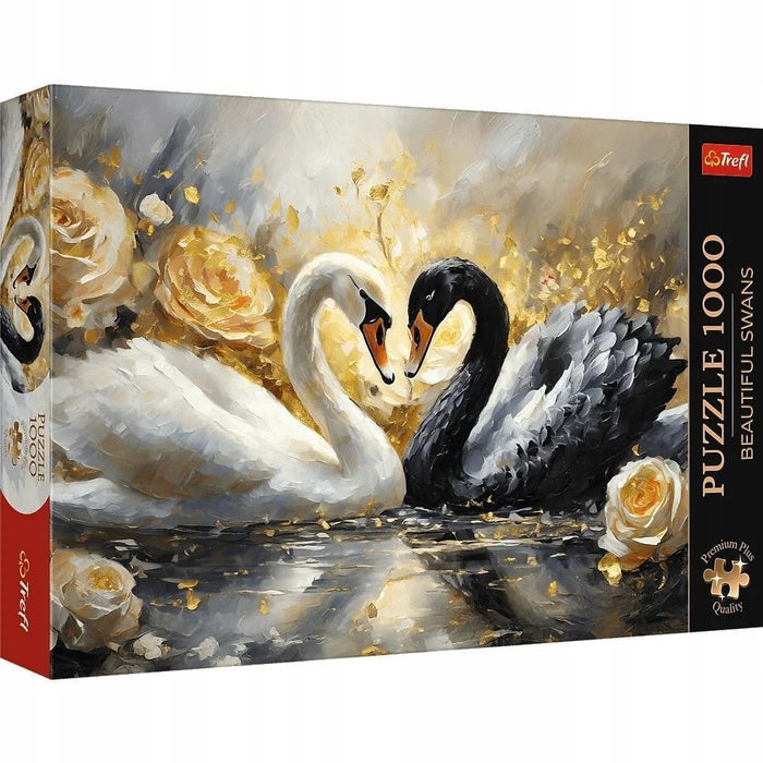 Puzzle Trefl Premium Plus, Beautiful Swans, 1000 de piese, cu poster