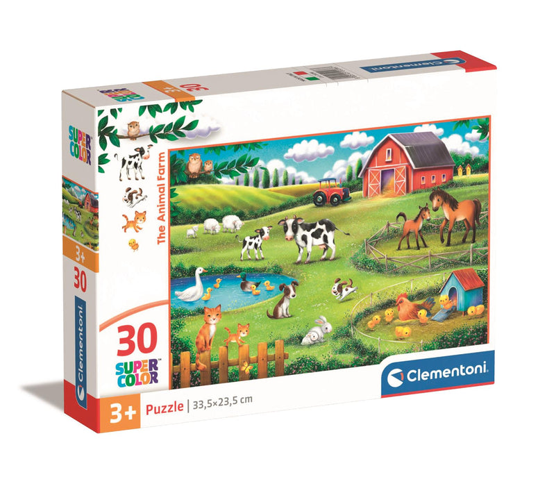 Puzzle Clementoni Supercolor, The Animal Farm, 30 piese, 3+ ani, 33,5 × 23,5 cm