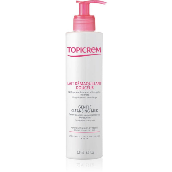 Lapte demachiant Topicrem Cleansing & Moisturising, pentru ten sensibil și uscat, față și ochi, 200 ml