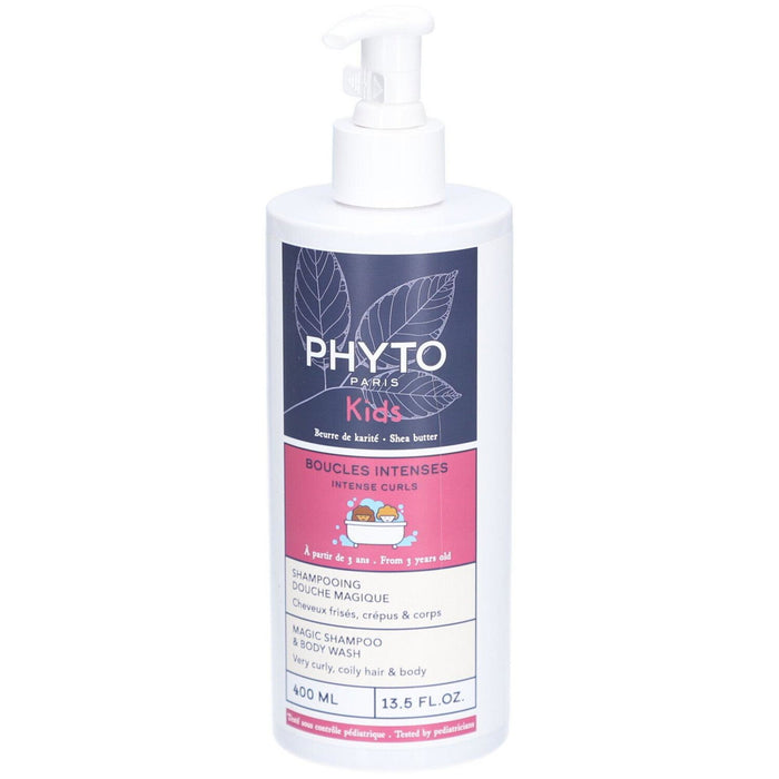 Șampon și gel de duș 2 în 1 Phyto Kids Intense Curls, pentru copii, păr creț și corp, 400 ml
