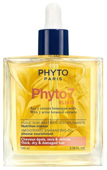 Ulei de păr Phyto Phyto 7 Elixir, hrănitor și netezitor, pentru păr gros, uscat și deteriorat, 100 ml