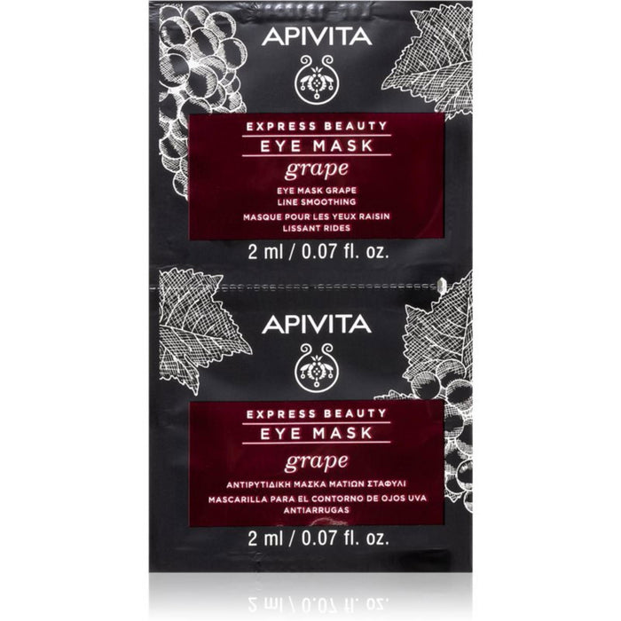 Set mască de ochi Apivita Express Beauty Grape, pentru netezirea liniilor, 2 x 2 ml