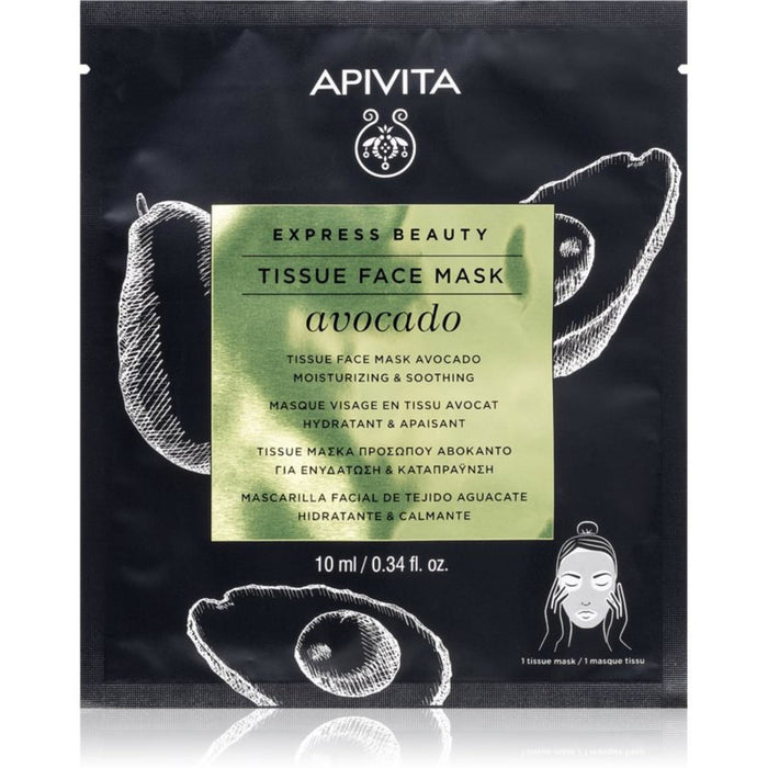 Mască facială Apivita Express Beauty Avocado, hidratantă și calmantă, 10 ml