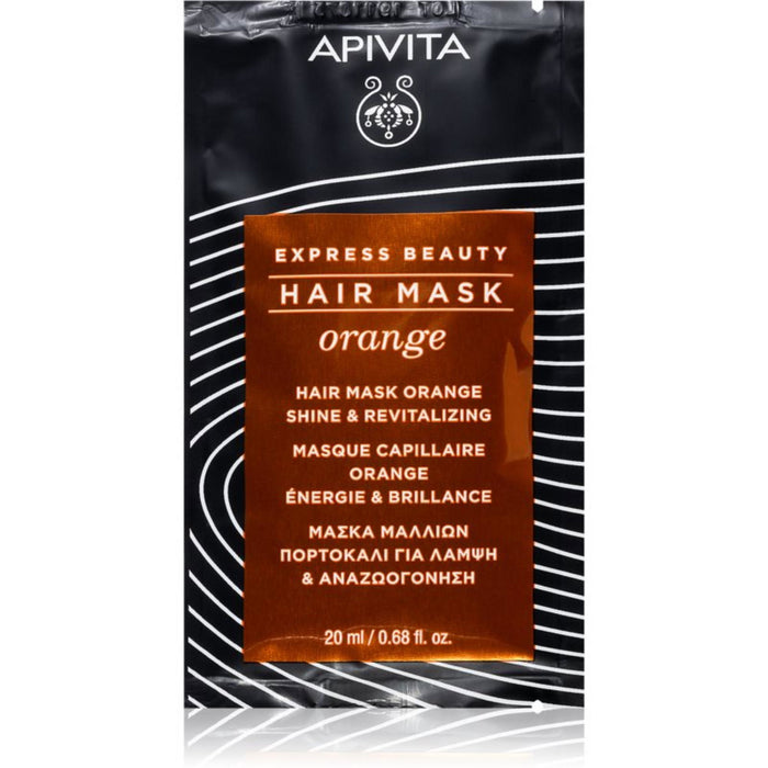 Mască de păr Apivita Express Beauty Orange, pentru strălucire și revitalizare, 20 ml