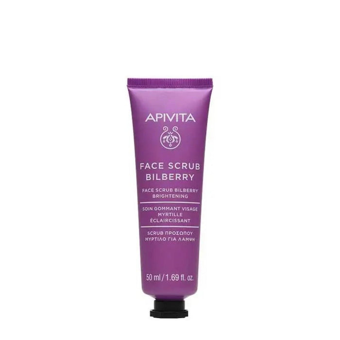 Scrub de față Apivita Bilberry, iluminator și exfoliant, 50 ml