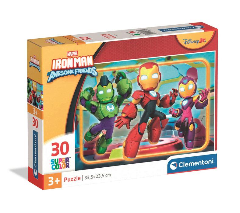 Puzzle Clementoni Marvel Iron Man and His Awesome Friends, 30 de piese, 3+ ani, 33,5 × 23,5 cm