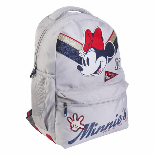 Rucsac Cerda Minnie Mouse, două compartimente, buzunar lateral din plasă, gri
