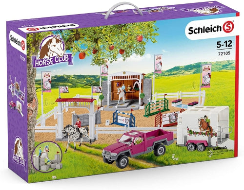 Set de joacă Schleich Horse Club, Marele concurs de echitație cu camionetă și remorcă pentru cai, 5–12 ani