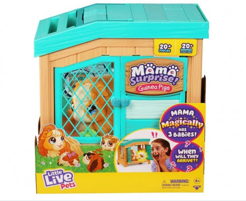 Set de joacă Moose Little Live Pets Mama Surprise Guinea Pigs, 20+ piese, 20+ sunete, 4+ ani