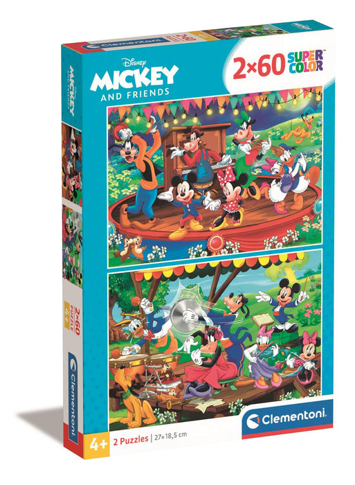 Puzzle Clementoni Disney Mickey & Friends, 2 x 60 piese, 4+ ani, 27 x 18,5 cm