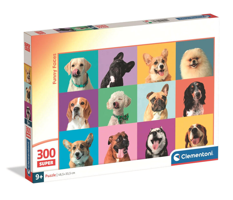 Puzzle Clementoni Super Color, Funny Faces – Cățeluși haioși, 300 piese, 9+ ani