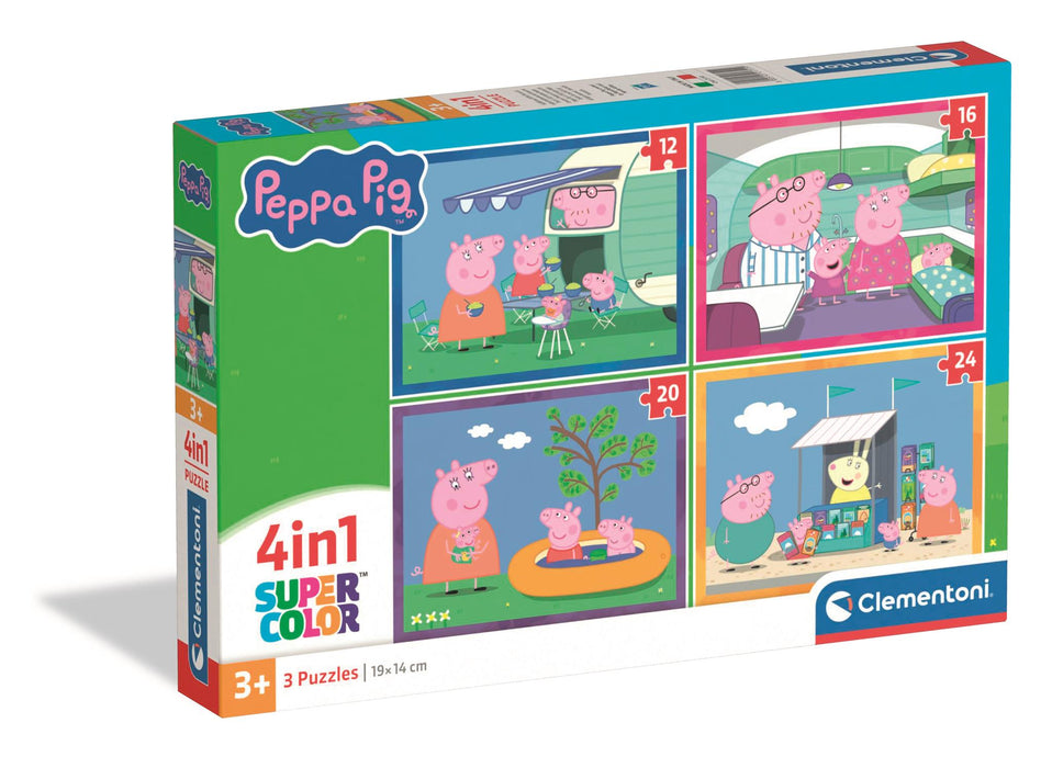 Puzzle Clementoni Peppa Pig, set 4 în 1, 12/16/20/24 piese, 3+ ani